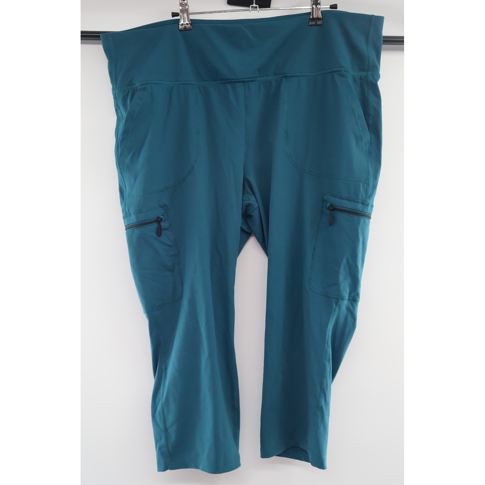 Torrid Happy Camper Pants Womens 3 Teal Crop Cargo Zip Pocket Hiking